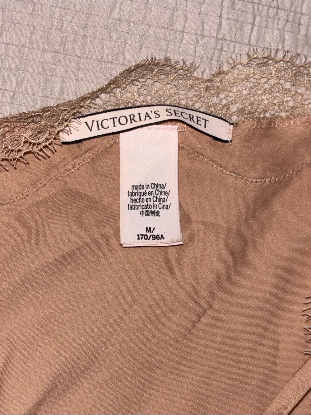 Victoria's Secret Blush Lace-Trim Satin Slip